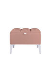 Vetra Mini Royal Pudra Kumaş Sandıklı Puf- Gümüş Ayak Dekoratif Bench Puf