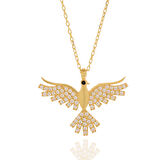 Vaoov 925 Ayar Gümüş Gold Taşlı Anka Kuşu Kolye