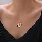 925 Ayar Gümüş Mineli Noel Baba ve Ay Kolye