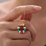 925 Ayar Gümüş Mineli Yılbaşı Kapı Dekorasyonu ve Kurdele Kolye