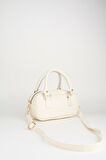 Kadın Lale Açık Krem Çanta Charm Detaylı Rugan Deri Fermuar Kapama El Kol Ve Omuz Çantası