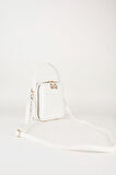 Kadın Hazer Beyaz 3 Bölmeli Astarlı Suni Deri Ayarlanabilir Askılı Fermuar Kapama El Ve Omuz Çantası