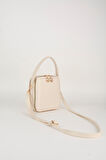 Kadın Hazer Krem 3 Bölmeli Astarlı Suni Deri Ayarlanabilir Askılı Fermuar Kapama El Ve Omuz Çantası
