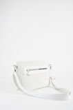 Kadın Zambak Beyaz 3 Bölmeli Astarlı Lacost Deri Fermuar Kapama El Kol Ve Omuz Çantası