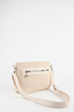 Kadın Zambak Krem 3 Bölmeli Astarlı Lacost Deri Fermuar Kapama El Kol Ve Omuz Çantası