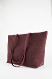 Kadın Açelya Bordo Nubuk Büyük Boy Fermuar Kapama El Ve Kol Çantası
