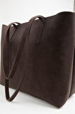 Kadın Açelya Acı Kahve Nubuk Büyük Boy Fermuar Kapama El Ve Kol Çantası