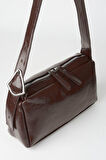 Kadın Hatmi Acı Kahve Baget Tasarım Askılı Astarlı Suni Deri Fermuar Kapama El Ve Omuz Çantası