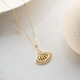 Vaoov 925 Ayar Gümüş Gold Yelpaze Kolye