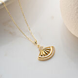Vaoov 925 Ayar Gümüş Gold Yelpaze Kolye