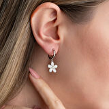 Vaoov 925 Ayar Gümüş Sedefli Çiçek Küpe