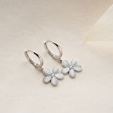 Vaoov 925 Ayar Gümüş Sedefli Çiçek Küpe