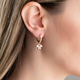 Vaoov 925 Ayar Gümüş Pembe Taşlı Sallantılı Kelebek Küpe