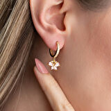 Vaoov 925 Ayar Gümüş Pembe Taşlı Sallantılı Kelebek Küpe