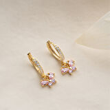 Vaoov 925 Ayar Gümüş Pembe Taşlı Sallantılı Kelebek Küpe