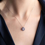 Vaoov 925 Ayar Gümüş Mor Taşlı Lotus Çiçeği Kolye
