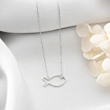 Vaoov 925 Ayar Gümüş Mavi Taşlı Minimalist Balık Kolye