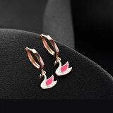 Vaoov 925 Ayar Gümüş Mineli Beyaz Kuğu Çocuk Küpe