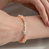 Vaoov 925 Ayar Gümüş Boncuklu Makrome örme İsim Bileklik