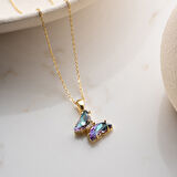 Vaoov 925 Ayar Gümüş Mistik Topaz Taşlı Kelebek Kolye