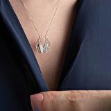 Vaoov 925 Ayar Gümüş Taşlı Kanatlı Melek Kolye