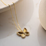 Vaoov 925 Ayar Gümüş Dokulu ve Taşlı Yonca Kolye