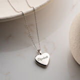 Vaoov 925 Ayar Gümüş Fotoğraflı Kişiye Özel İsimli Kalp Kolye