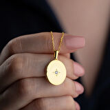 Vaoov 925 Ayar Gümüş Fotoğraflık Oval Kapaklı Açılır Kapanır Kolye