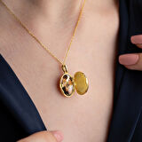 Vaoov 925 Ayar Gümüş Fotoğraflık Oval Kapaklı Açılır Kapanır Kolye