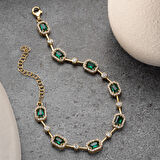 Kadın 925 Ayar Gümüş Zümrüt Taşlı Zarif Bileklik