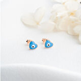 Vaoov 925 Ayar Gümüş Mineli Kalp Nazar Küpe