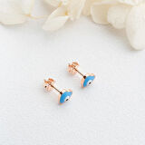 Vaoov 925 Ayar Gümüş Mineli Kalp Nazar Küpe