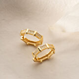 925 Ayar Gümüş Taşlı Köşeli Halka Küpe