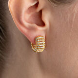 925 Ayar Gümüş Bombeli Taşlı Halka Küpe