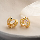 925 Ayar Gümüş Bombeli Taşlı Halka Küpe