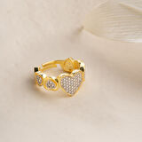 Vaoov 925 Ayar Gümüş Ayarlanabilir Taşlı Kalp Yüzük