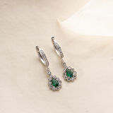 925 Ayar Gümüş Yeşil Damla Taşlı Küpe