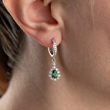 925 Ayar Gümüş Yeşil Damla Taşlı Küpe