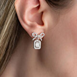 Vaoov 925 Ayar Gümüş Baget Taşlı Kurdele Küpe