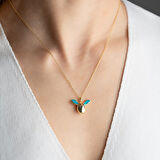 Vaoov 925 Ayar Gümüş Mavi Kanatlı Melek Kolye