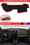 Volkswagen Polo 2001-2009 İçin Uygun Torpido Koruma Halısı Siyah Kenar Renk Kırmızı