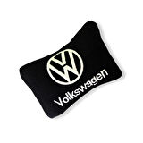 Volkswagen Nakış Işlemeli Siyah Polar Ortopedik Araç Oto Koltuk Seyahat Boyun Yastık / 2'li Set