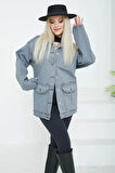 Kadın Oversize Körüklü Cep Kot