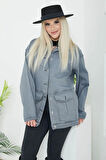 Kadın Oversize Körüklü Cep Kot