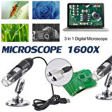 1600X Dijital Mikroskop USB LED Işıklı Telefon & PC Uyumlu Büyüteç Yüksek Çözünürlük Micro Type-C