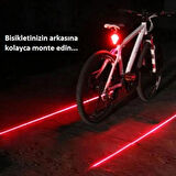 Lazer Güvenlik Işıklı Bisiklet Lambası Arka Led Ikili Lazer 7 Mod Çakarlı