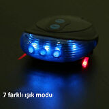Lazer Güvenlik Işıklı Bisiklet Lambası Arka Led Ikili Lazer 7 Mod Çakarlı