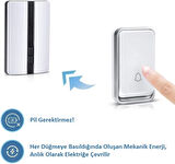 Kablosuz Elektronik Kapı Zili Pilsiz Su Geçirmez IP44 150m-300m Menzil 51 Zil Sesi Kendin Monte Et