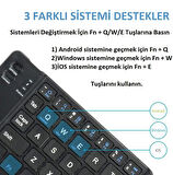 Katlanabilir Kablosuz Bluetooth Klavye Hafif Ergonomik 30 Gün Pil Ömrü Telefon Tablet Pc Uyumlu