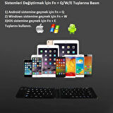 Katlanabilir Kablosuz Bluetooth Klavye Hafif Ergonomik 30 Gün Pil Ömrü Telefon Tablet Pc Uyumlu